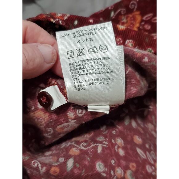 Vintage 90’s Eddie Bauer Women’s Corduroy Floral Button Up Collar Shirt Size XL - Picture 11 of 14